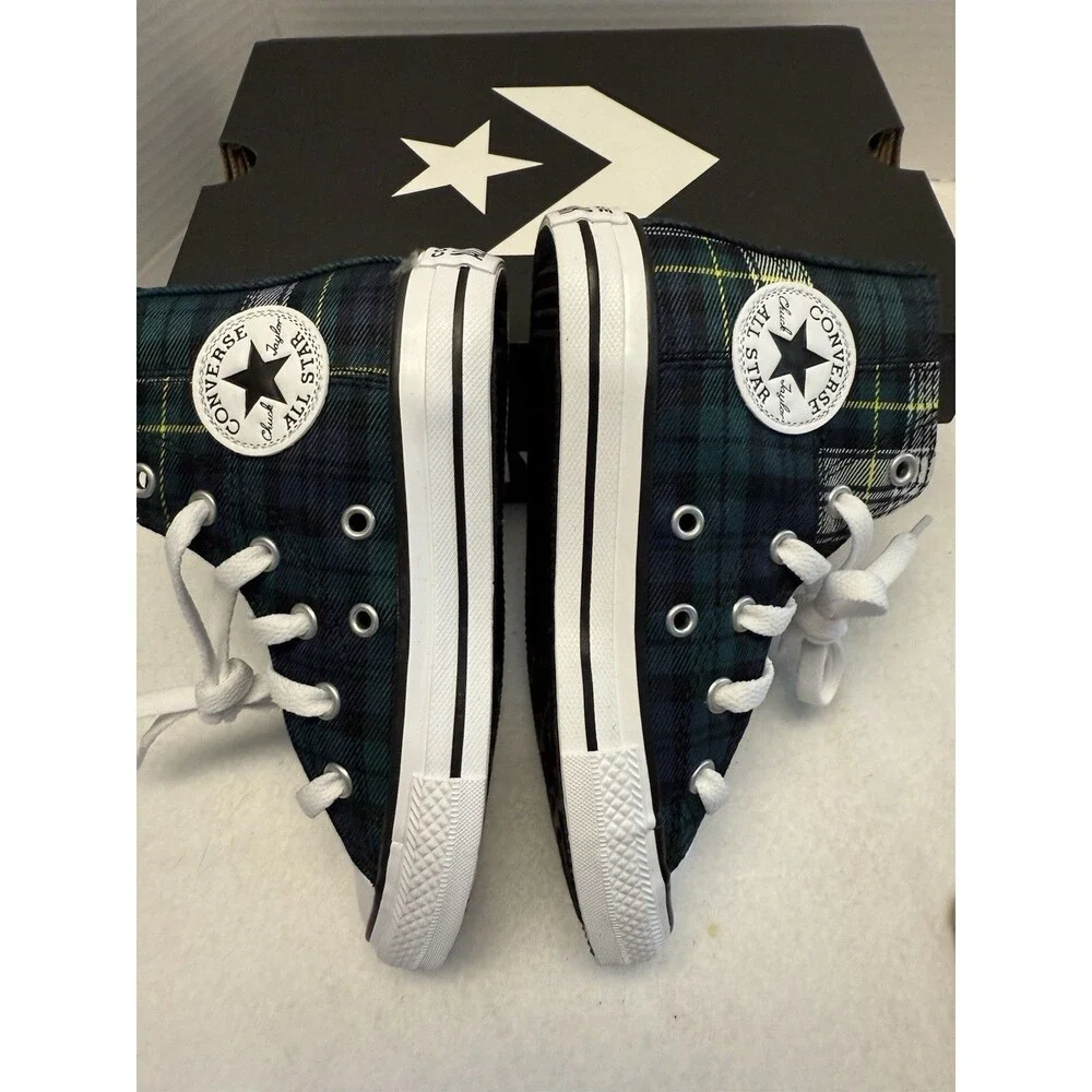 New Converse Chuck Taylor All Star Plaid High Tops Youth Sz 12 Lace Up Stars